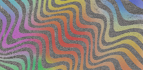 Psychedelic Wavy Rainbow Stripe Background with Grunge Texture and Noise