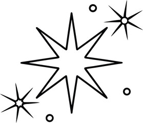 Doodle Stars and Bursts Line Art Transparent Background