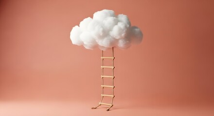 cloud against peach background, conceptual abstract illustration of aspiration and imagination