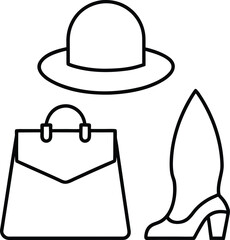 Fashion and Accessories Line Art Transparent Background