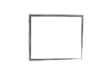 Roughly drawn hand sketched square frame border element on a stark black background