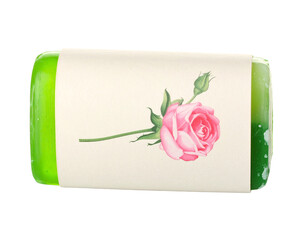 Soap Label with Pink and Green Design Isolated on White
