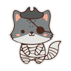chibi cat fox mummy pirate costume halloween sticker