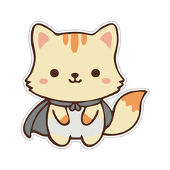 kawaii cat fox vampire cape halloween sticker