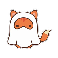 adorable fox cat ghost costume halloween sticker