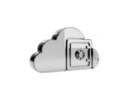 Secure cloud storage icon for data protection and cybersecurity isolated on transparent background