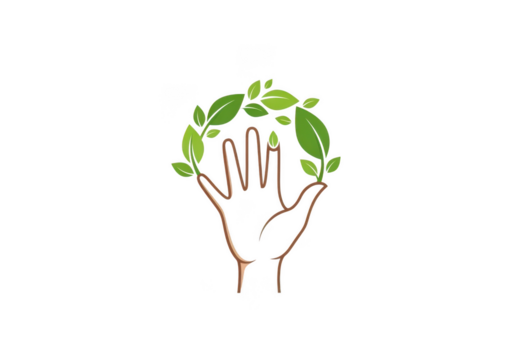 Nature's gentle embrace caring hands holding green leaves symbol isolated on transparent background