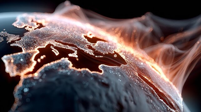 Dynamic glowing map of Earth's interconnected global network, showcasing vibrant data streams and digital connections across continents.