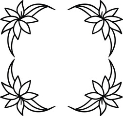 Tropical floral frames line art transparent background