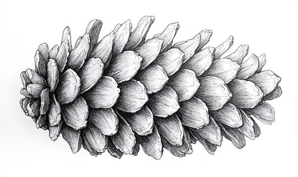 detailed black and white pine cone drawing clip art preview