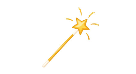 Sparkling star-tipped wand with emanating glow on a clean background for creative works