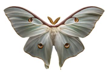 Elegant luna moth with intricate wing patterns on black background