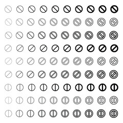 No Sign Icon Set with Various Styles and Strokes Prohibited Symbol Vector Pack.