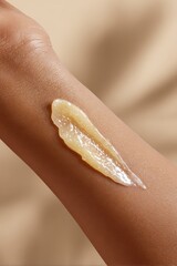 Fototapeta premium Close-up of Balm Texture on Skin Demonstrating Skincare Product Application and Hydration for Beauty