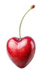 Fresh cherry heart fruit isolated on white background with subtle texture and natural light exposure
