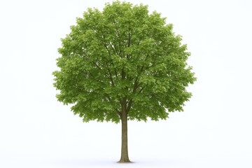 Fototapeta premium Isolated Tree with Green Foliage on White Background, Ideal for Landscaping and Environmental Projects