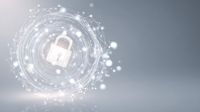 Secure modern technology with glowing digital padlock, protecting data privacy with network connection security for business and personal cyber safety