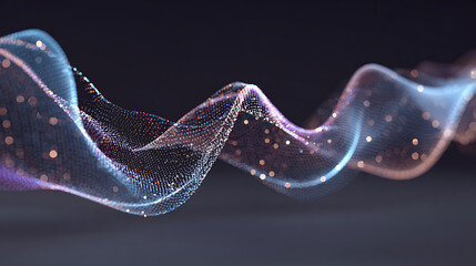Dynamic glowing particle wave for sleek presentation backdrops and futuristic tech designs, showcasing modern innovation and digital artistry in a captivating swirl