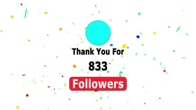 Thank you for 1000 followers. Celebrate with your fans ,Congratulations Social media 1k followers counting notification icon animation on alpha channel, Incoming followers counting notification.