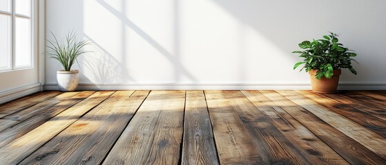wood floor with dark black wall for present product