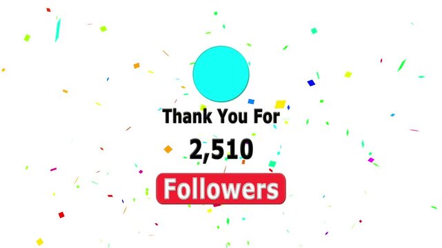 Thank you for 5000 followers. Celebrate with your fans ,Congratulations Social media 5k followers counting notification icon animation on alpha channel, Incoming followers counting notification.