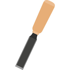Sharp Metal Chisel With Light Brown Wooden Handle Isolated On White Background Clean Simple Vector Illustration