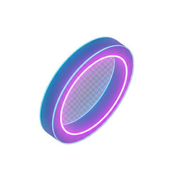 Obraz premium Glowing Neon Ring With Blue And Purple Hues On A Transparent Background With A Subtle Grid Pattern Inside