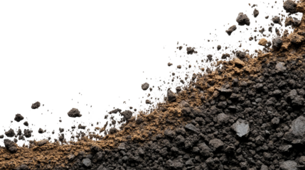 Close-up of earth, soil, and small rocks with a gradient and space