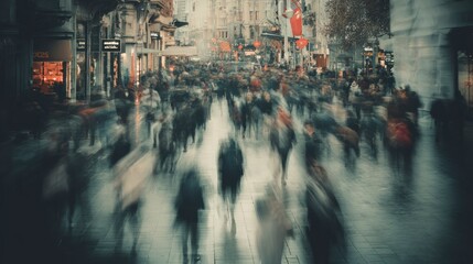 Obraz premium Busy city street crowd