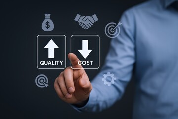 Business Professional Optimizing Quality and Cost Efficiency Through Strategic Touchscreen Interface Management and Innovation