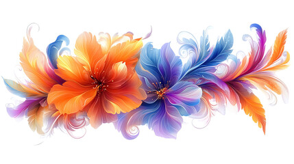 Fototapeta premium Colorful digital floral design with intricate details against a black background