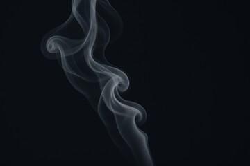Obraz premium Elegant White Smoke Plume Rising on Black Background: Abstract Motion and Texture for Creative Projects