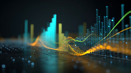 Stunning futuristic data visualization for innovative business strategies and modern technology solutions, reflecting progress and growth in a digital landscape