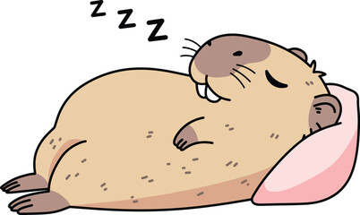 Cute Capybara Napping Peacefully with Zzz