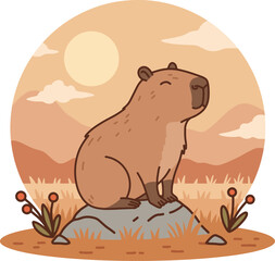 Peaceful Capybara at Sunset