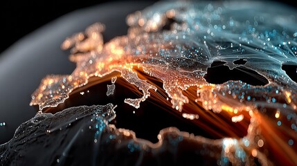 Dynamic global network connections illuminate Europe with vibrant light trails symbolizing data flow and interconnectedness