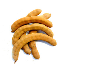 Fresh tamarind on a white background.