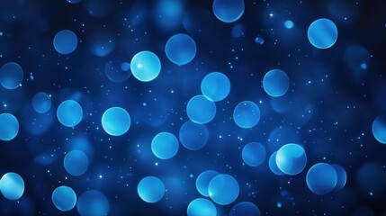 abstract image of glowing blue orbs and small light particles scattered in a dark blue background creating a serene and magical atmosphere
