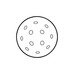 Outline illustration of a pickleball ball with holes, simple black line design on white background.
