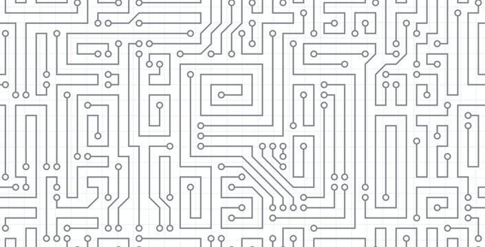 Seamless motherboard digital lines on a white background.