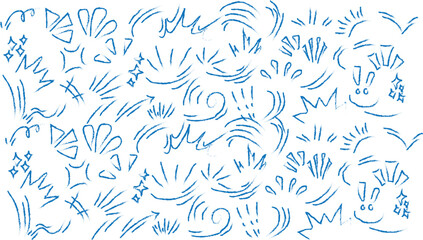 Abstract blue and white calligraphy with organic shapes