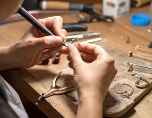 Jewelmaker at work on ring