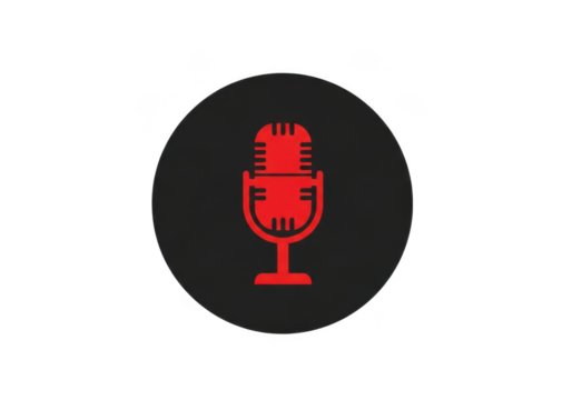 Red vintage microphone icon isolated on transparent background