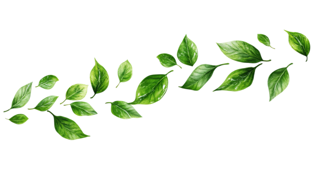 Watercolor illustration of a leafy green vine on black background, detailed - Powered by Adobe
