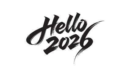 Hello 2026 New Year Brush Calligraphy Vector Pattern