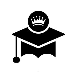 Royal education: vector icon combining a graduation cap with a crown for elite achievement.