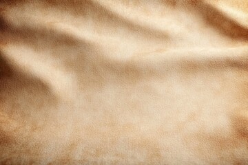Close-up textured light brown soft suede fabric with subtle wrinkles and natural folds