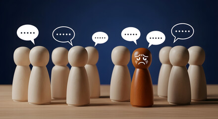 Diverse opinions within a group of wooden figures