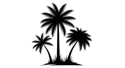 Fototapeta premium Tropical Palm Tree Silhouette for Vacation Travel Beach Resort Summer Vacation Design Element