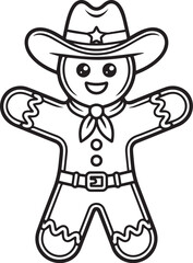 Obraz premium Cute Gingerbread Man Vector Set , Christmas Cookie Outline Clipart Collection for Holiday Design